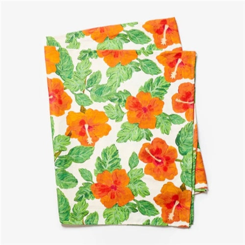 Hibiscus Tablecloth in Red (350cm x 145cm)