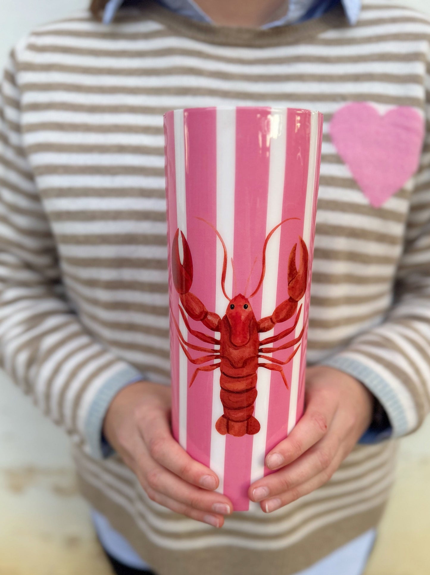 Pink Stripe Lobster Vase