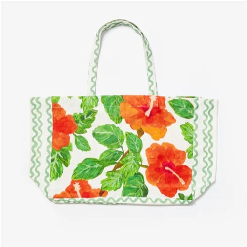 Hibiscus Tote Bag in Red