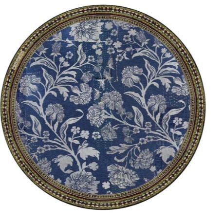 Round Vinyl Placemat - Indigo Garden