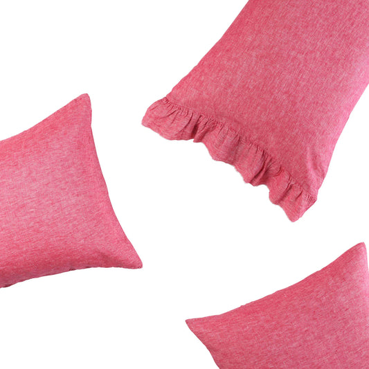 French Flax Linen Pillowcase- Flamingo