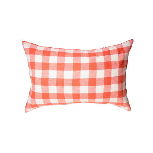 Cherry Gingham Pillowcase- French Flax Linen