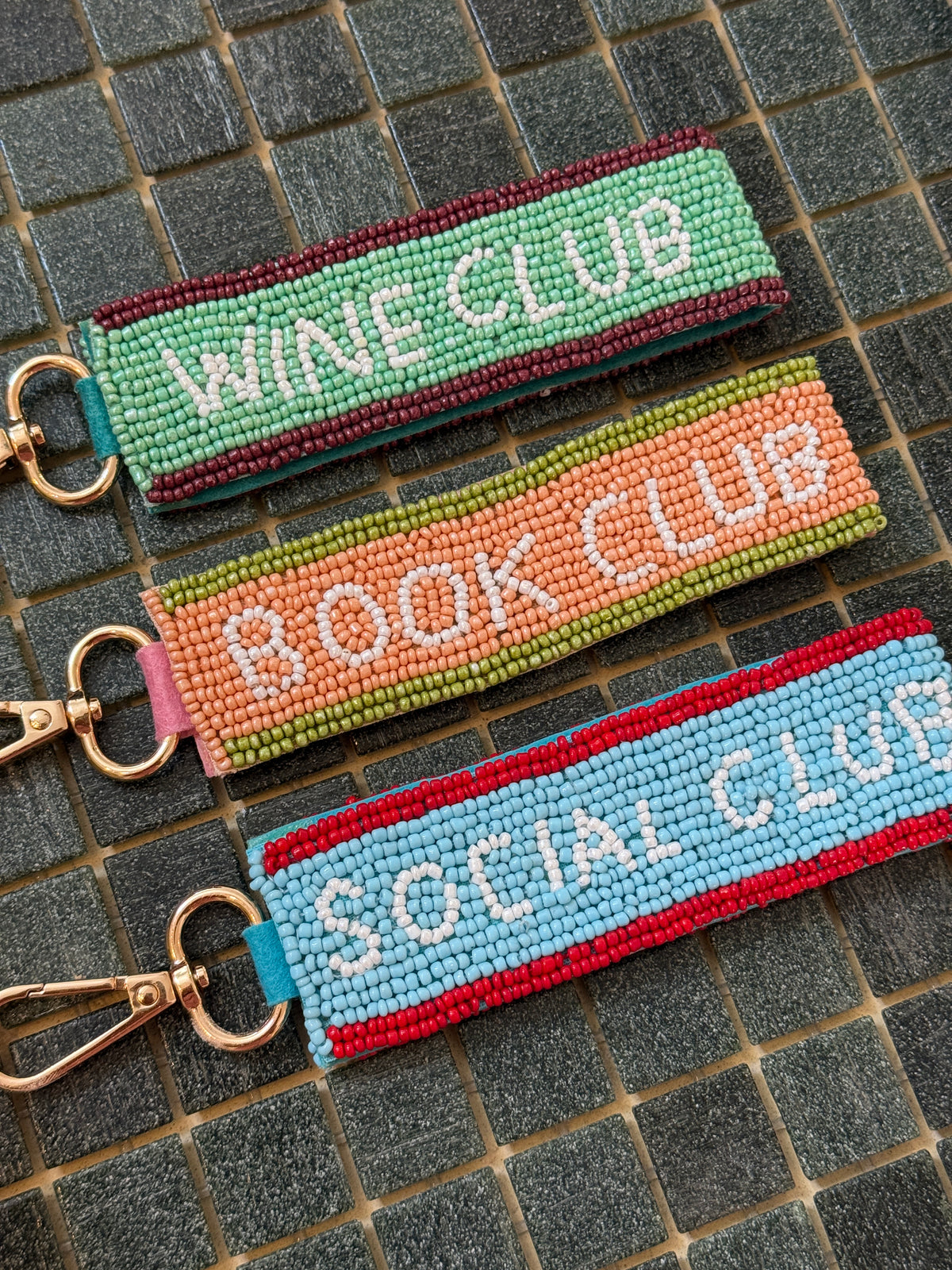 Wine Club Beaded Keyring