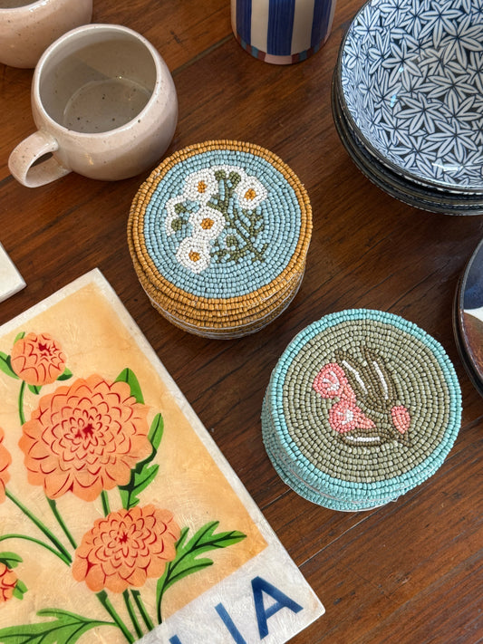 Beaded Floral Coasters
