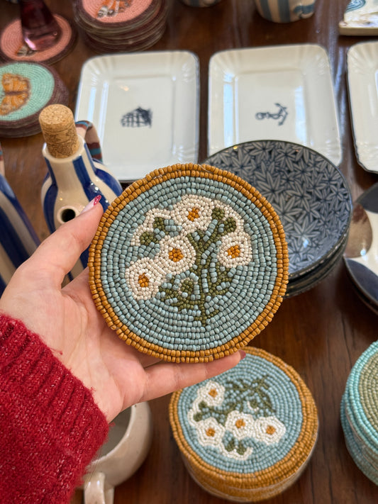 Beaded Floral Coasters