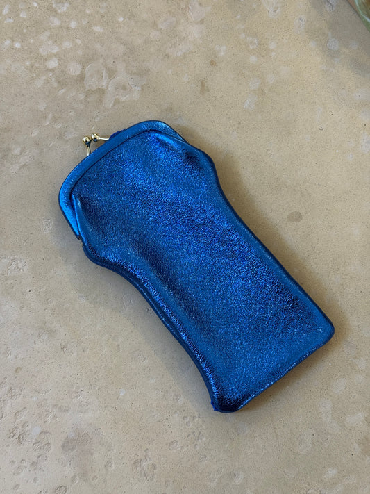 Leather Glasses Case - Electric Blue