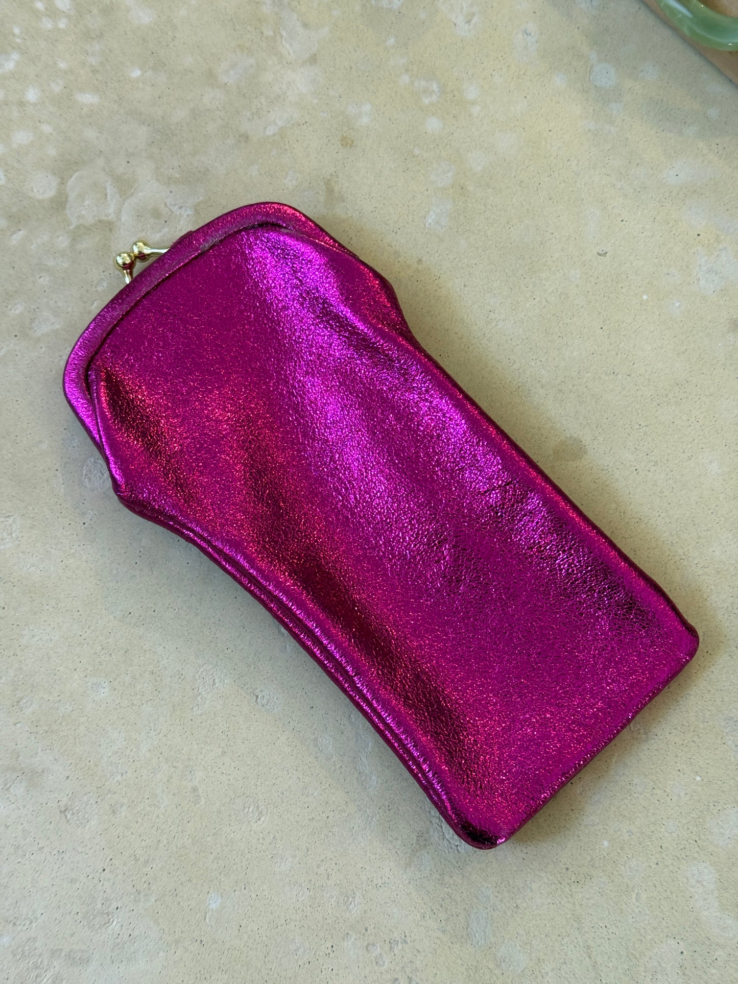 Leather Glasses Case - Fuchsia