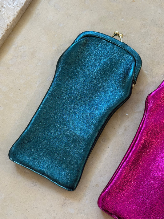 Leather Glasses Case - Emerald