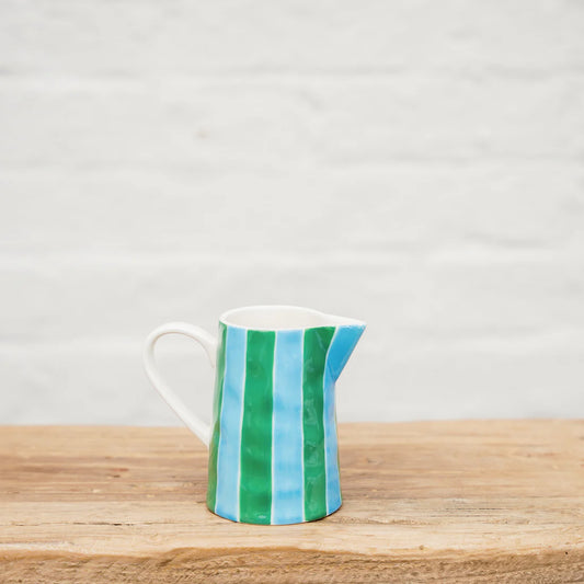 Milk Jug With Handle - Green & Cornflower