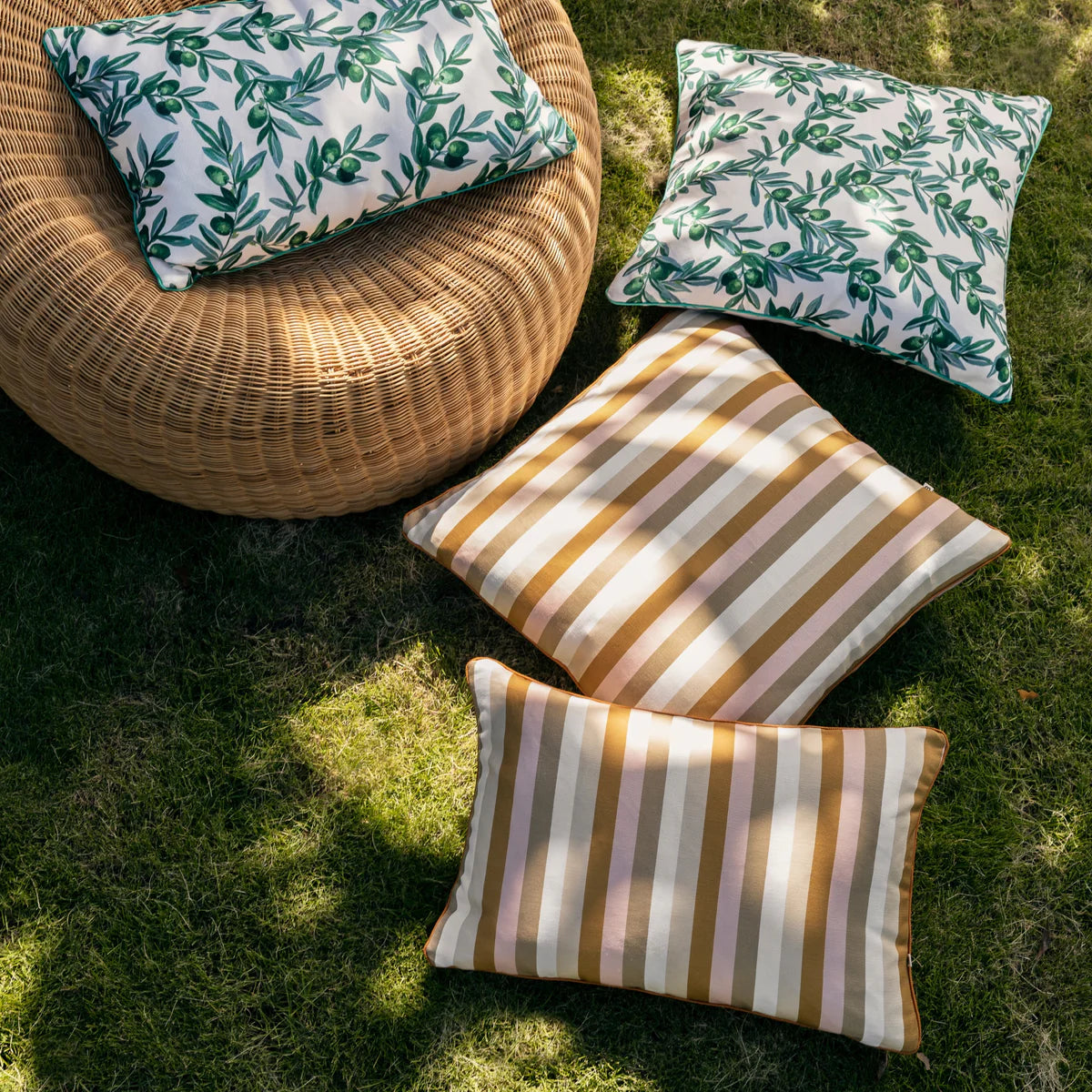 Florence Stripe Wheat Outdoor Cushion 60x40cm