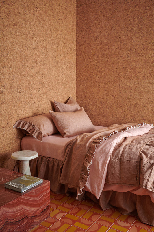 Cinnamon French Flax Linen Single Pillowcases