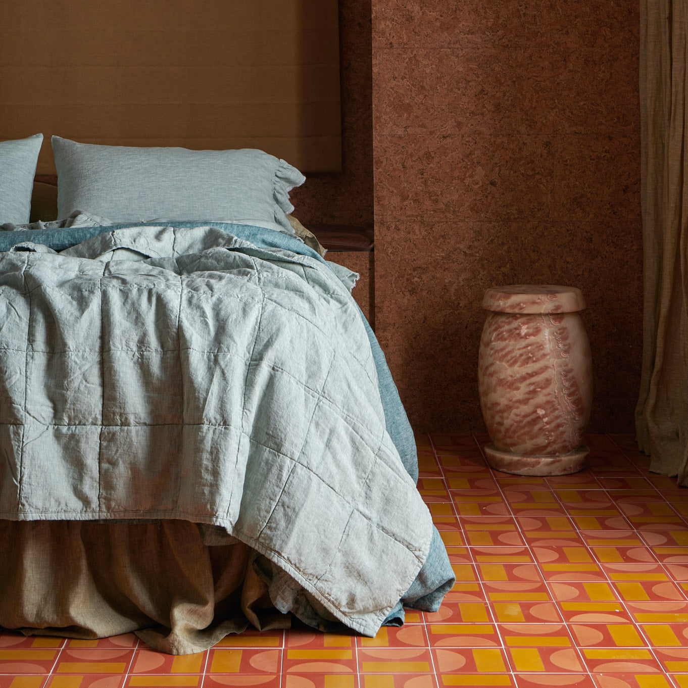 Spruce French Flax Linen Single Pillowcases