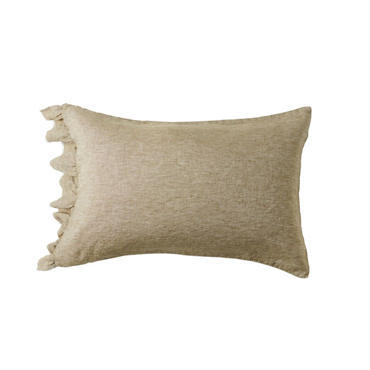 French Linen Ruffled Pillowcase-Moss Sold Individually