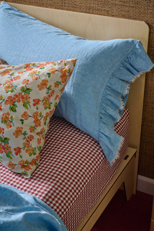Ruffled Powder Blue Pillowcase-sold individually