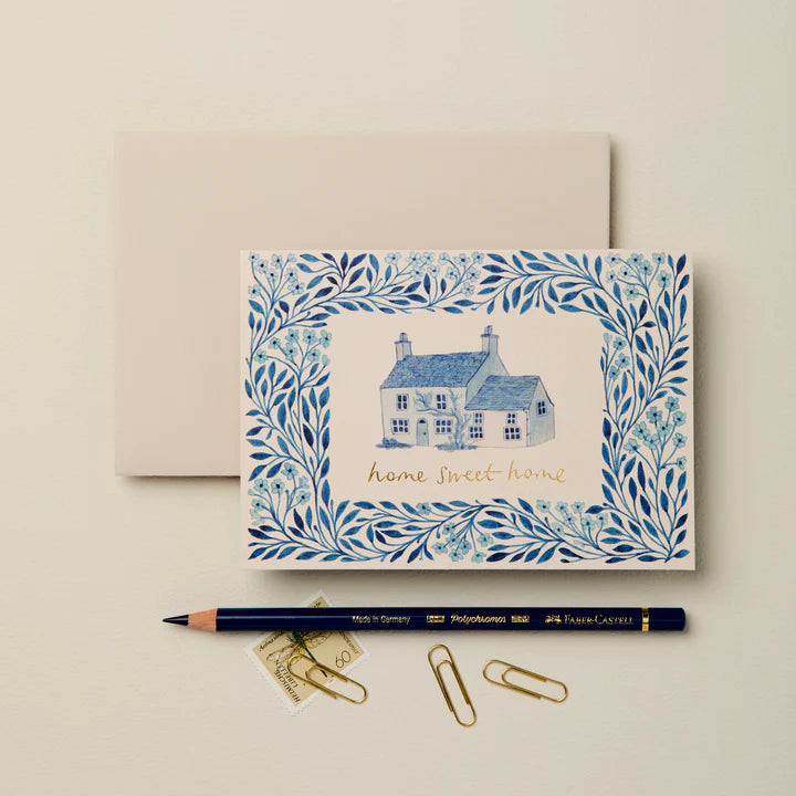 Blue Flora 'Home Sweet Home' Card