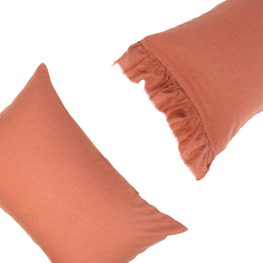 French Flax Linen pillowcase-sold individually Terracotta
