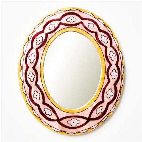 Burgundy Waves Oval Mirror