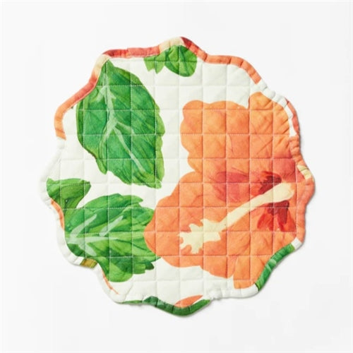 Hibiscus Placemats in Coral