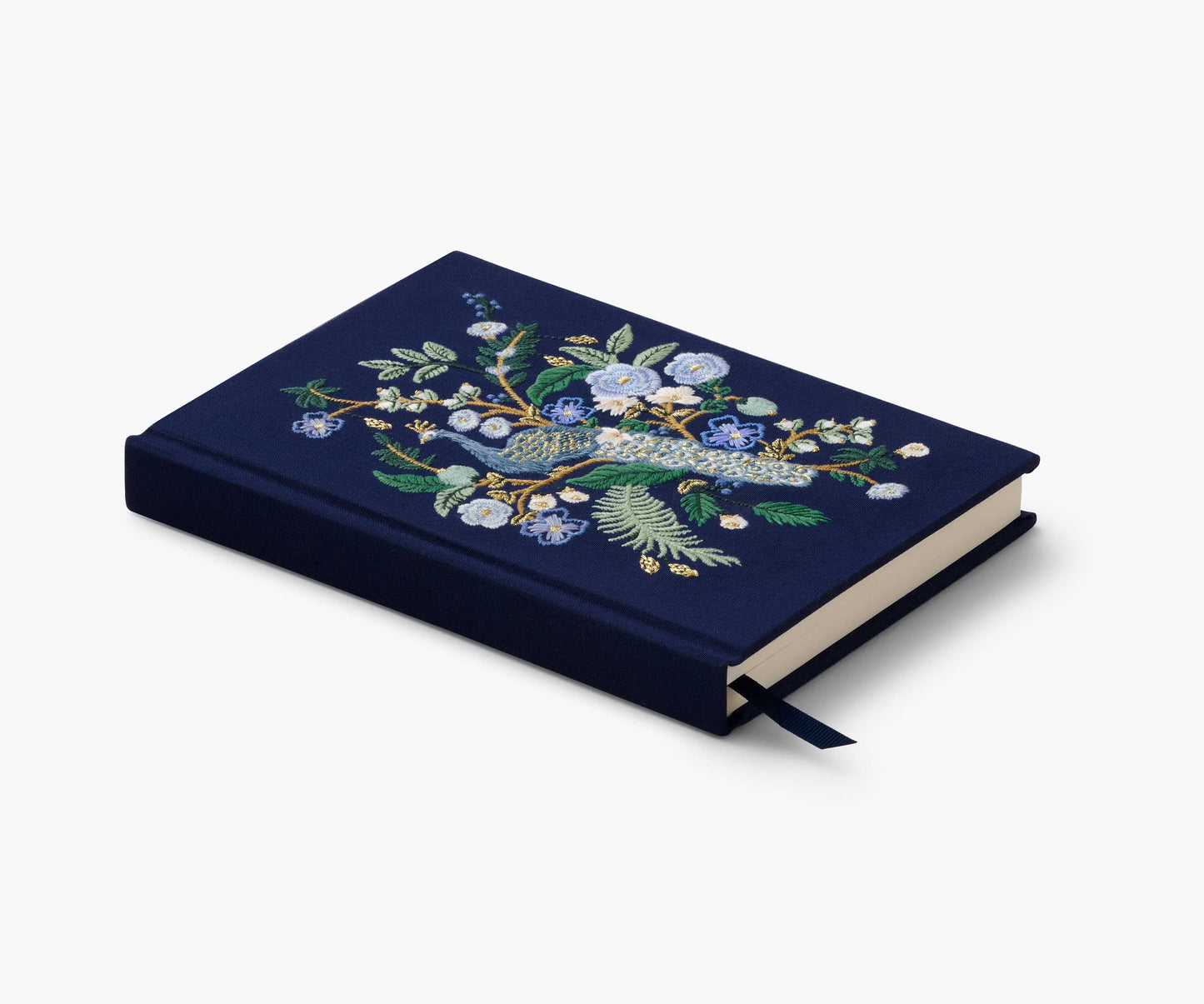 Embroidered Fabric Journal-Peacock
