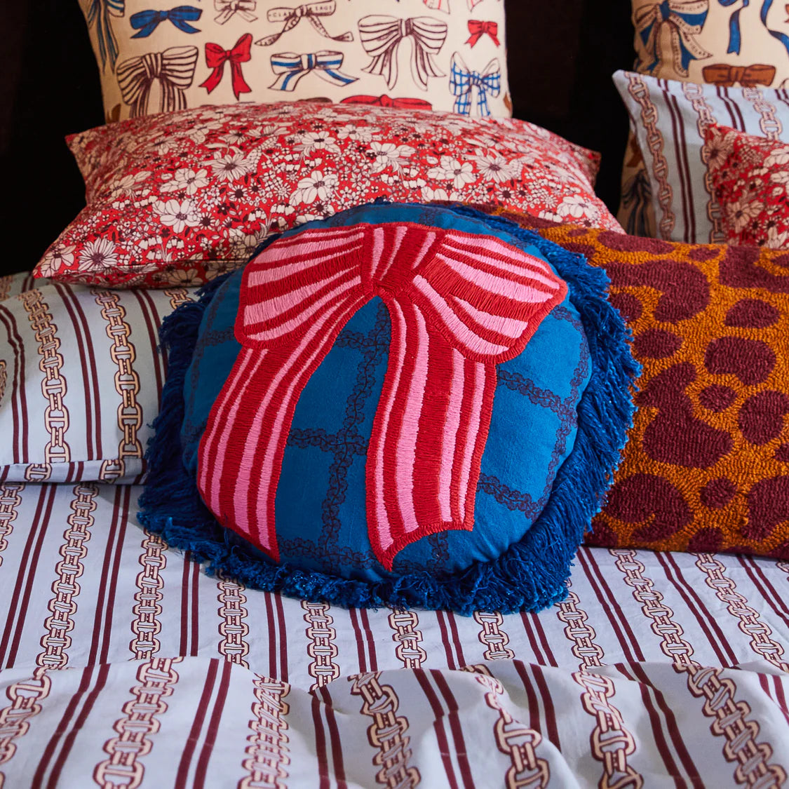 Lottie Embroidered Round Cushion