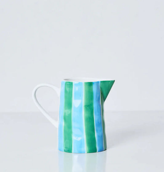 Milk Jug With Handle - Green & Cornflower