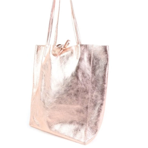 Leather Large Tote- Rose