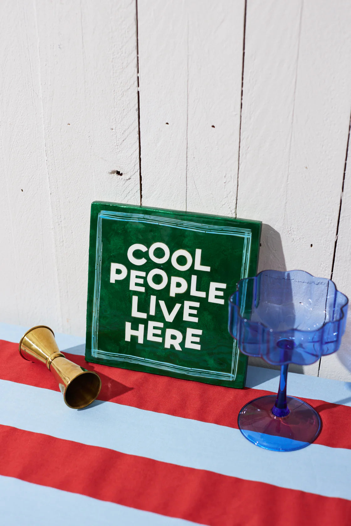 Cool People Live Here Green Tile