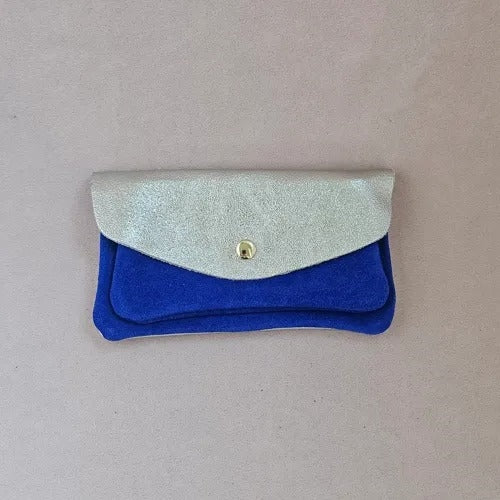 Leather Coin Purse - Electric Blue/Silver
