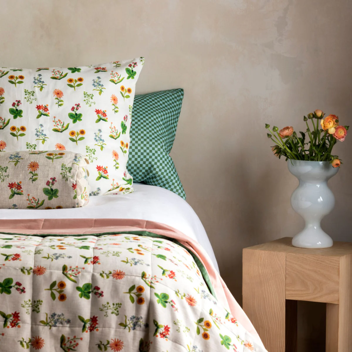 Linen Euro Pillowcase Petite Floral Multi