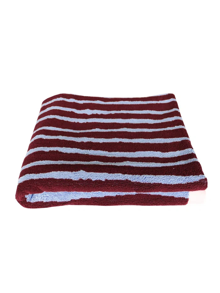 Burgundy Blue Bath Towel