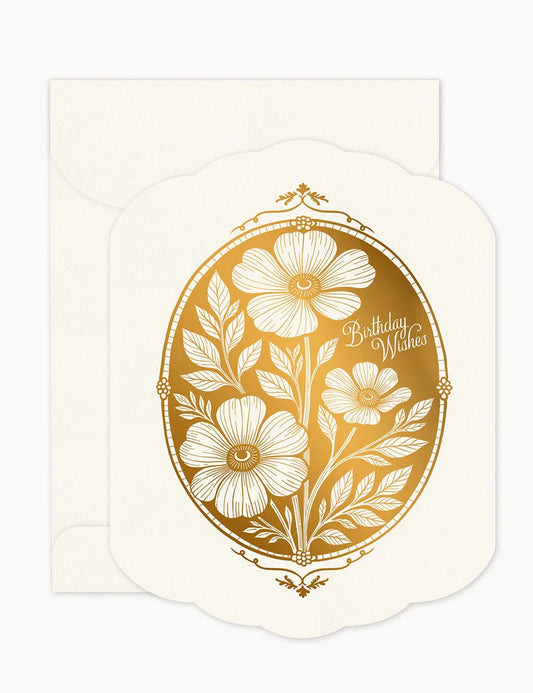 Gold 'Birthday Wishes' Card