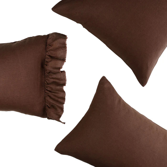 Ruffled Chocolate Pillowcase-sold individually