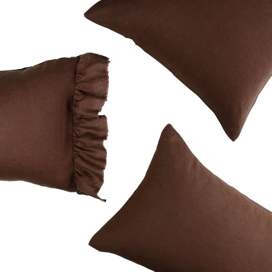 Ruffled Chocolate Pillowcase-sold individually