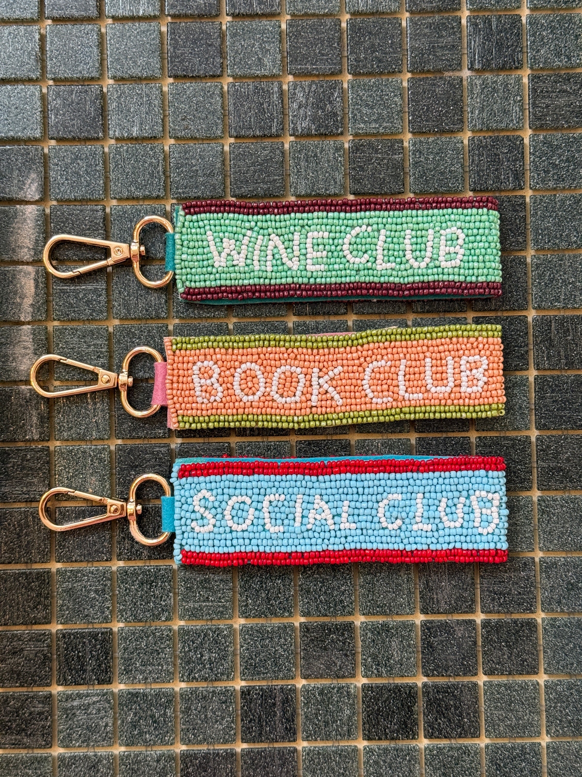 Wine Club Beaded Keyring