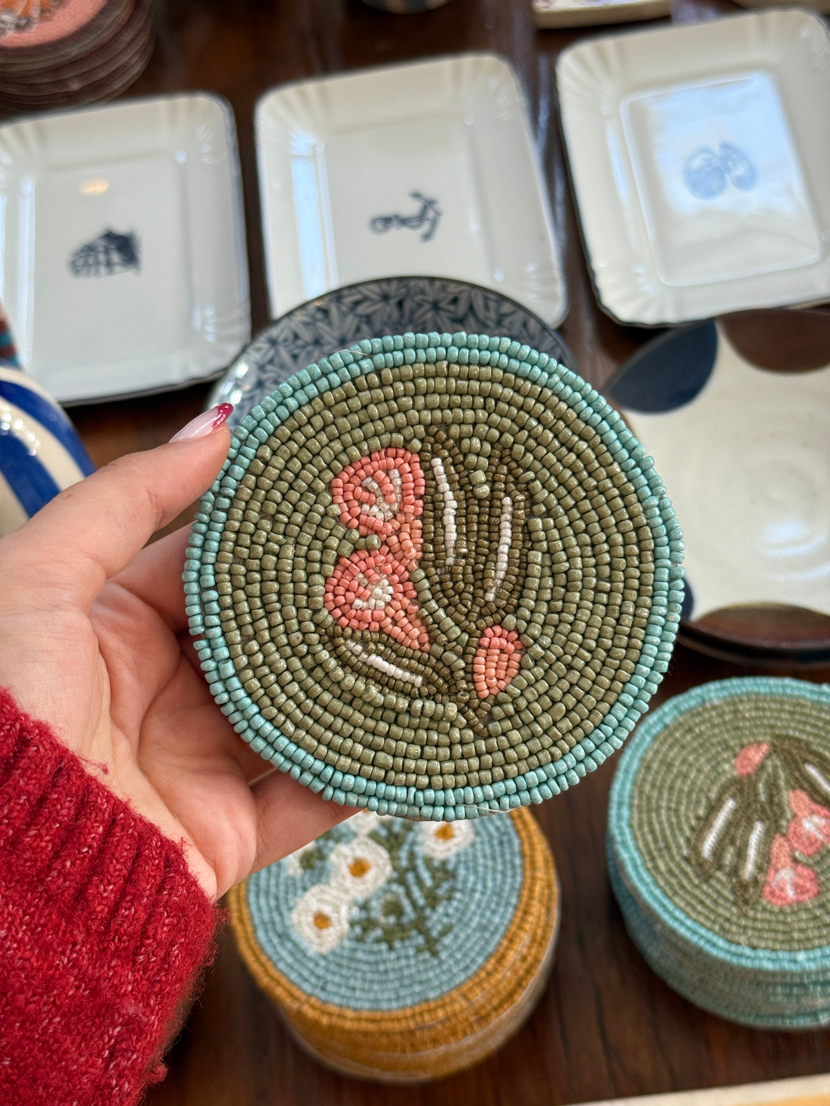 Beaded Floral Coasters