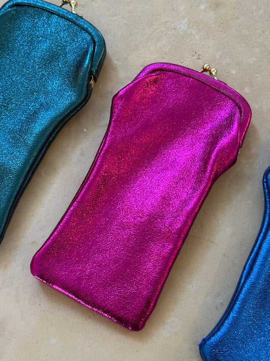 Leather Glasses Case - Fuchsia