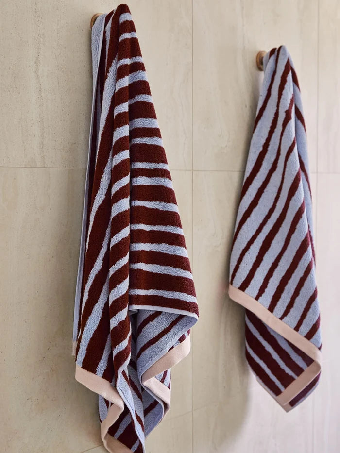 Burgundy Blue Bath Towel