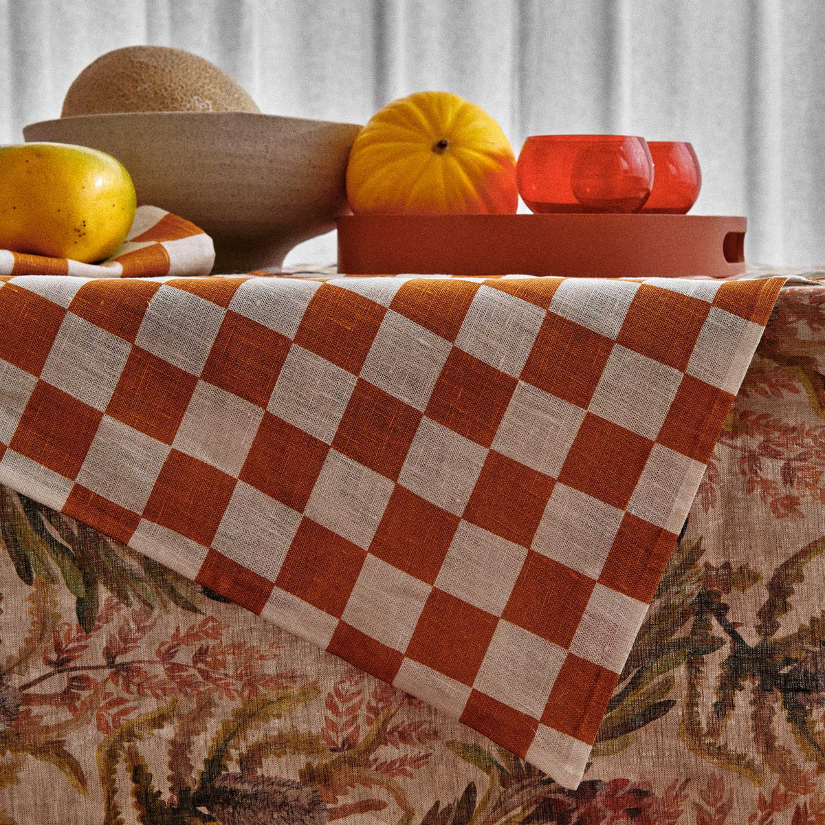 Small Checkers Tan Napkin