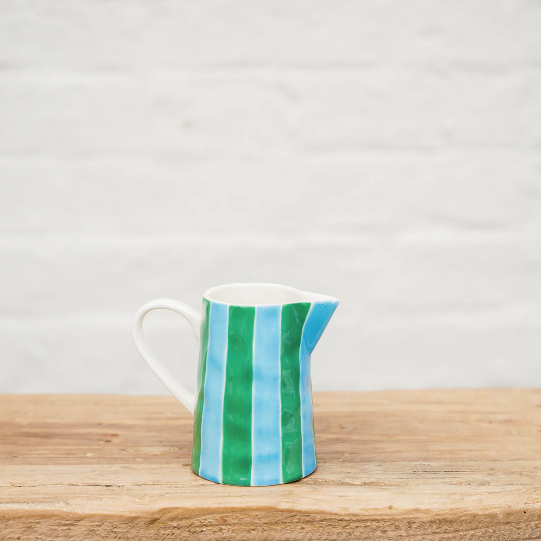 Milk Jug With Handle - Green & Cornflower