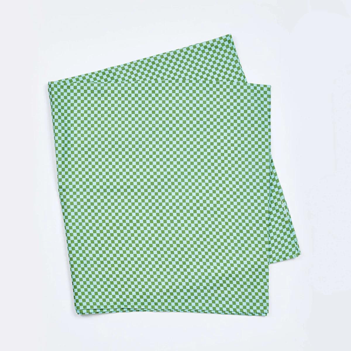 Tiny Blue Green Checkers Tablecloth