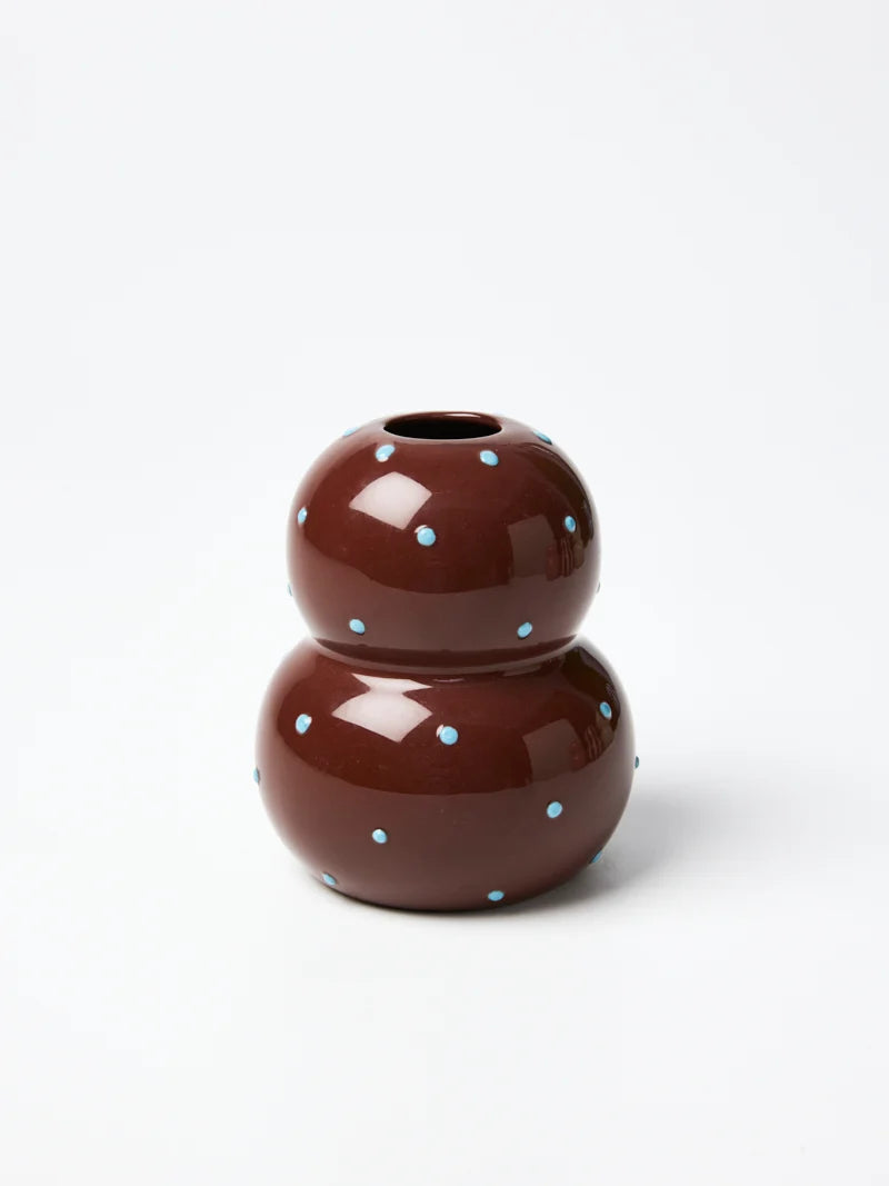 Brown & Blue Dottie Vase