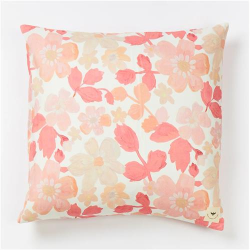 Linen Euro Pillowcase Mini Pastel Floral Pink