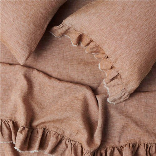 Cinnamon French Flax Linen Single Pillowcases