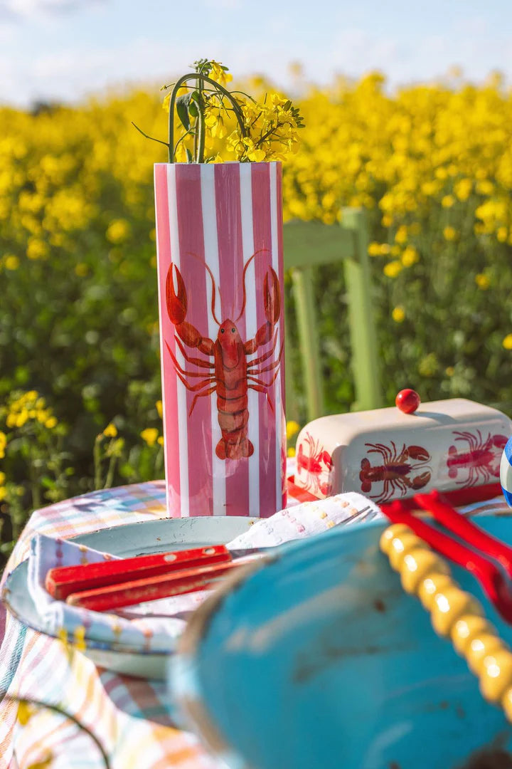 Pink Stripe Lobster Vase